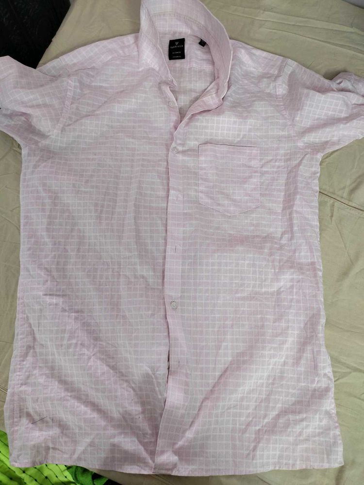 Pink Checkered Button-Up Shirt