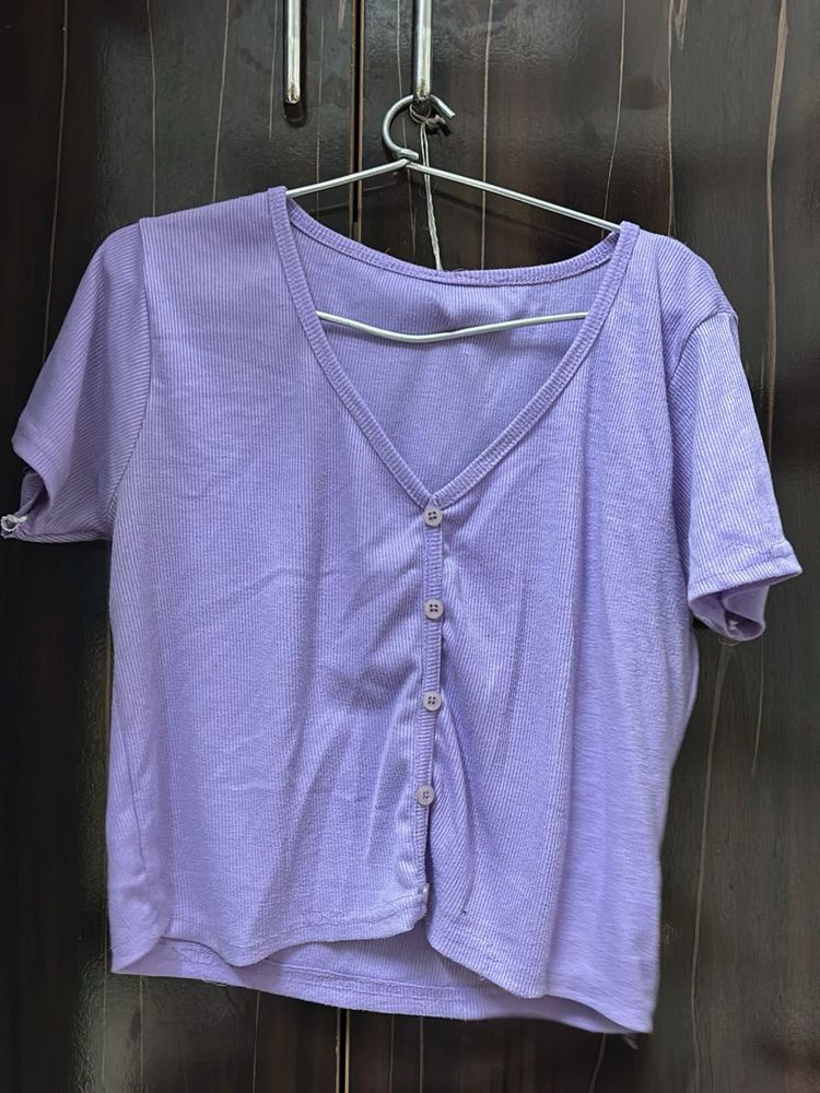 Cute Purple Button-Up Top