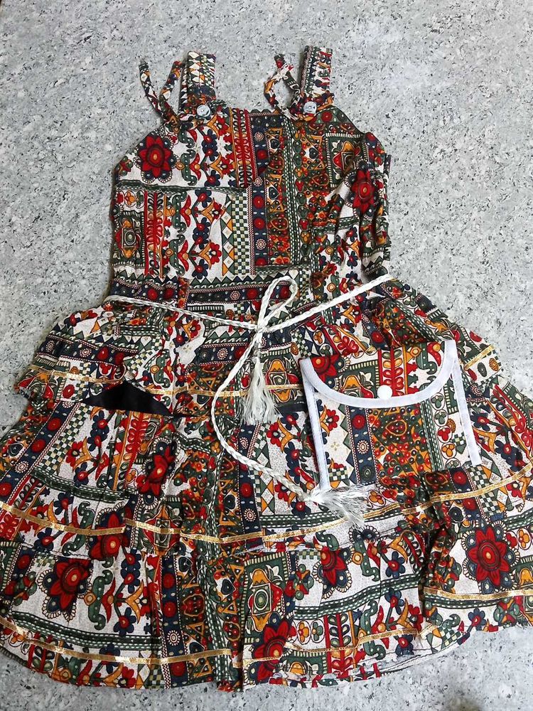 Girls Ethnic Print Dress