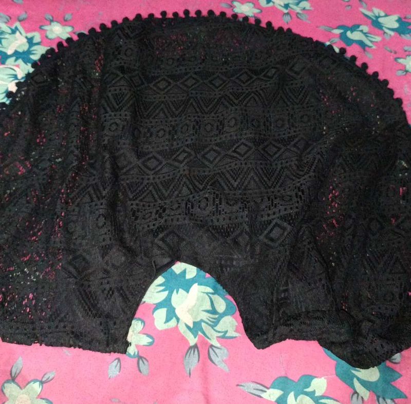 Party laser cut women black top