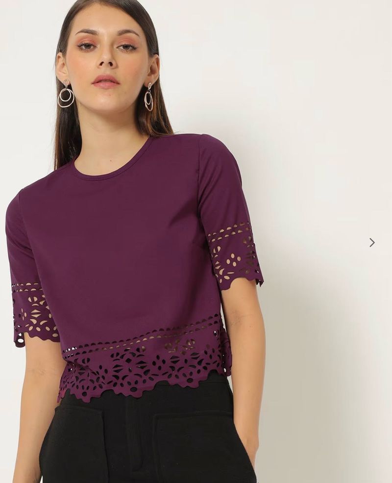 Stylish Purple Cutout Crop Top