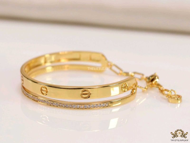 Gold plated double layer screw Braslet