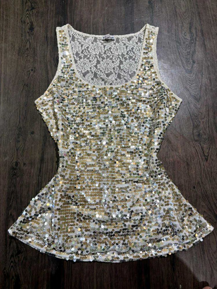 Sequin &amp; Lace Tank Top
