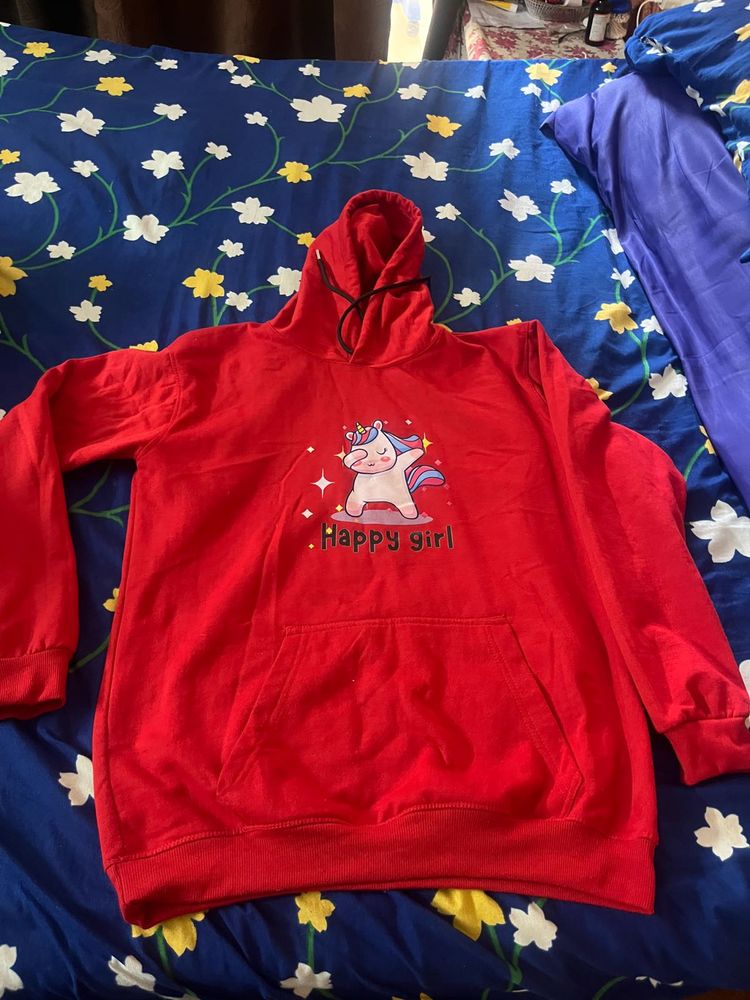 Red Unicorn &#39;Happy Girl&#39; Hoodie