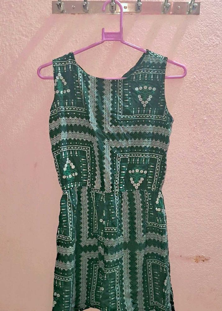 Green Printed Playsuit