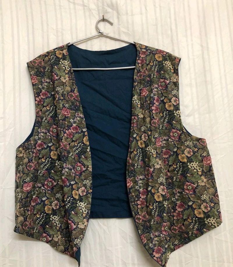 Multi Colour Printed Open Vest