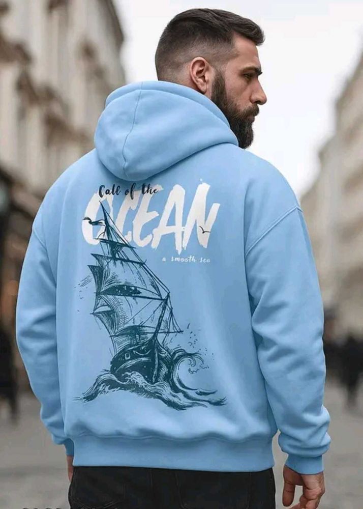 Ocean Print Blue Hoodie