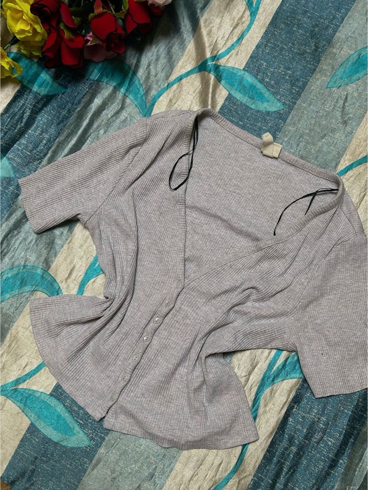 Grey Tee-Cardigan