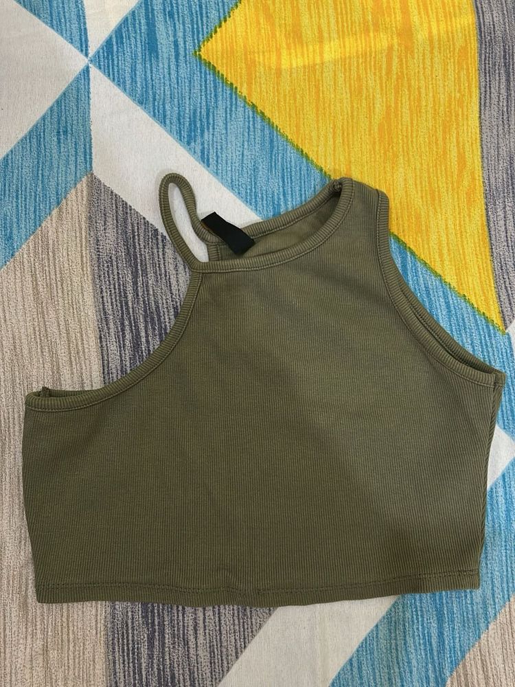 Olive Green Crop Top