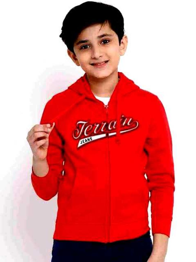 Red Terrain Jeans Zip-Up Hoodie