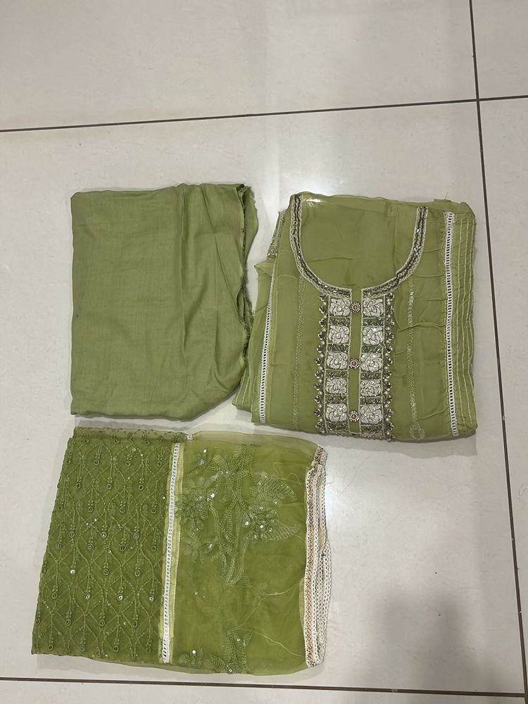 Green Embroidered Kurta Set