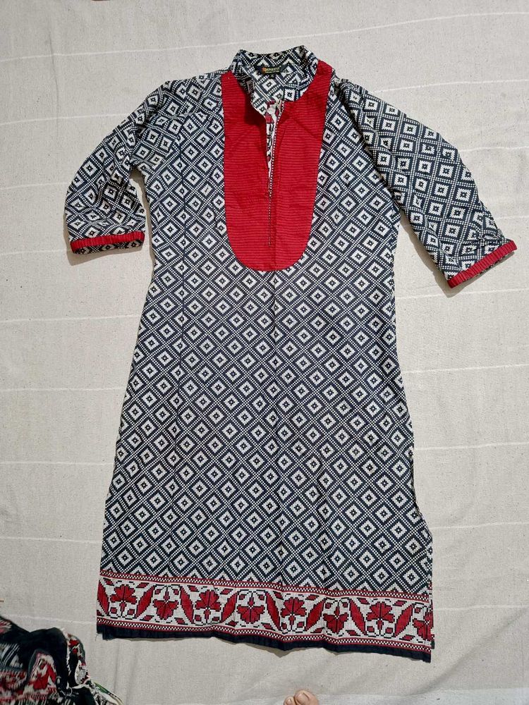COTTON KURTI WITH DUPATTA ❤️⚫
