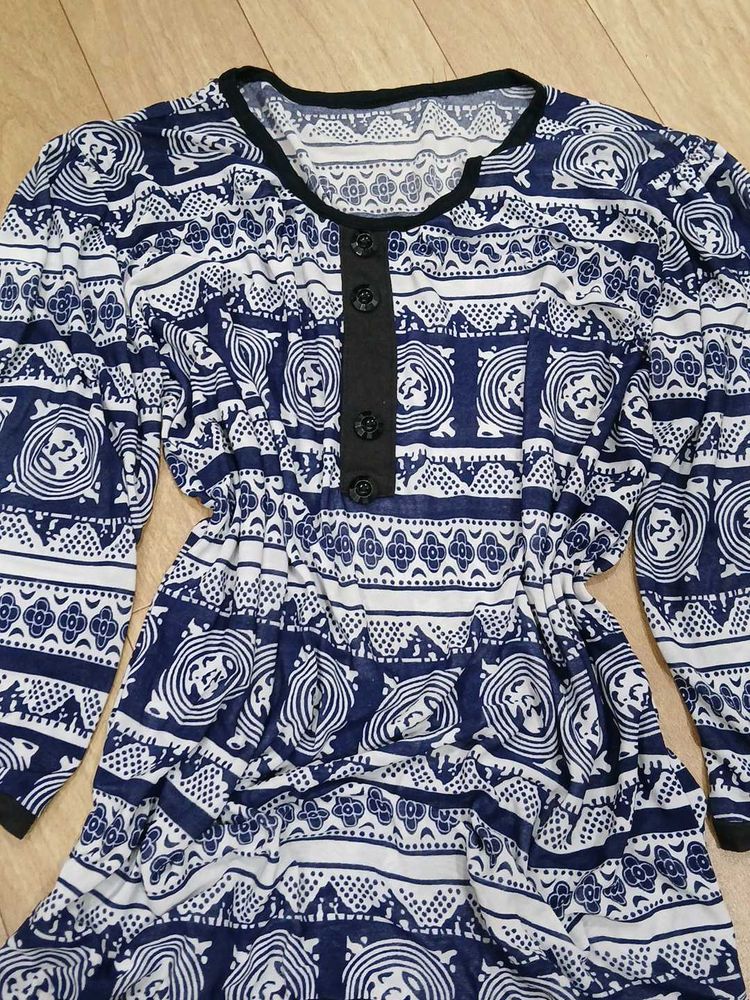 Patterned Long Sleeve Top