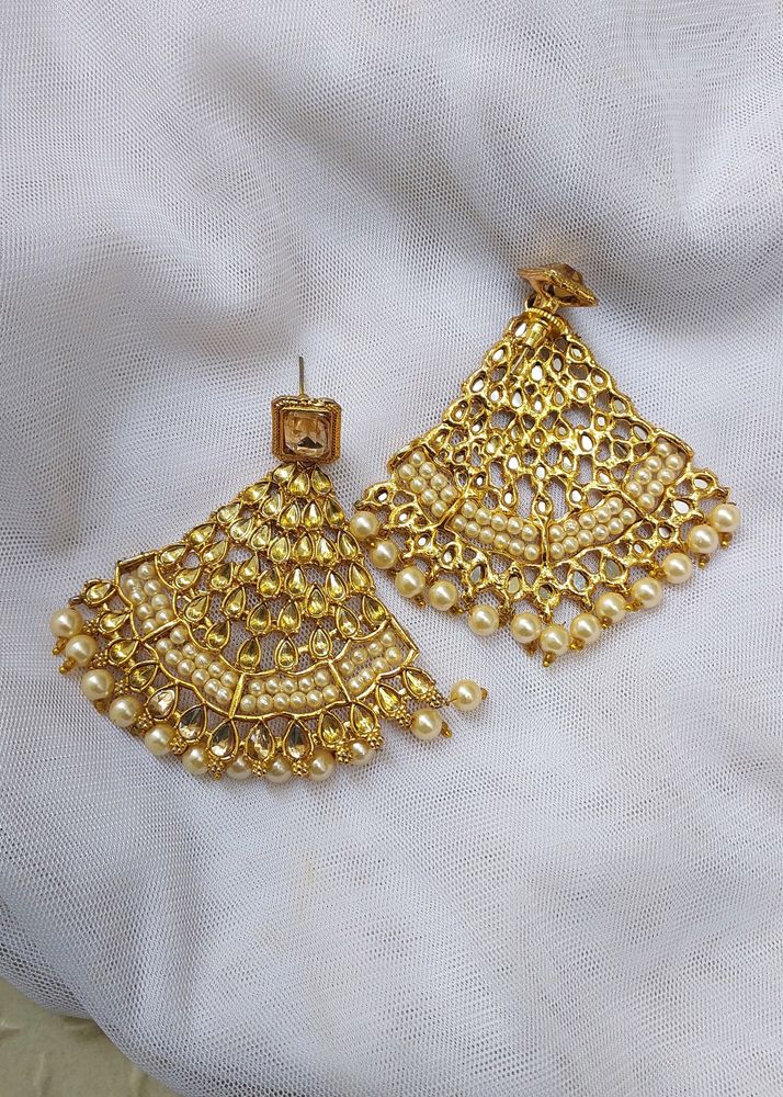 GOLDEN KUNDAN &amp; PEARLS CHANDELIERS 🎀