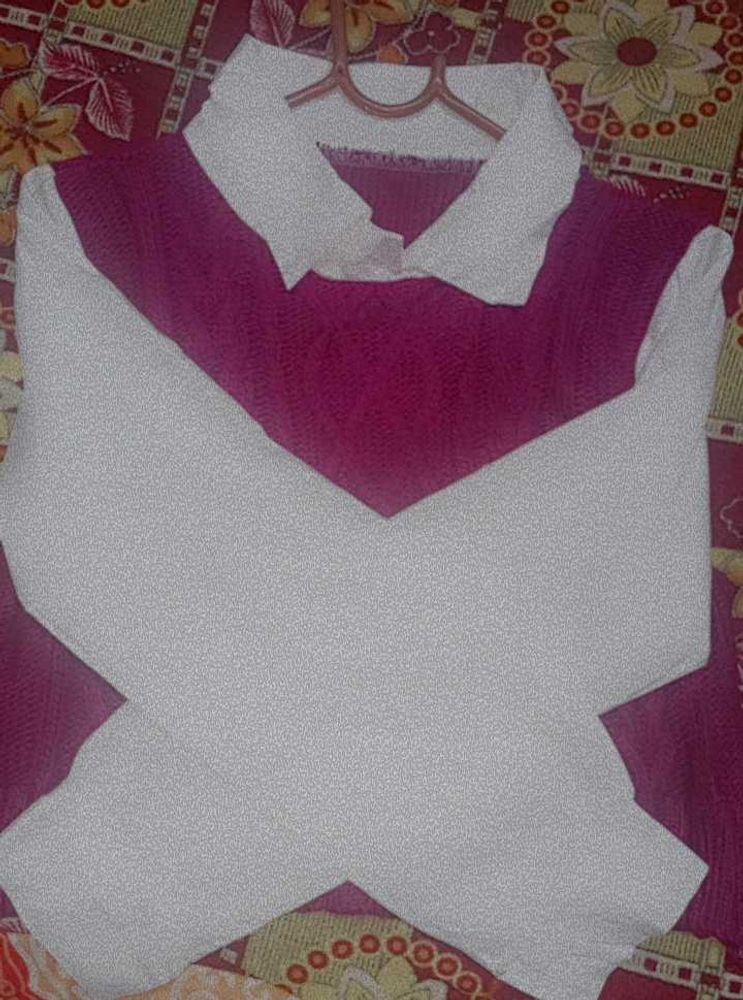 Stylish Purple &amp; White Knit