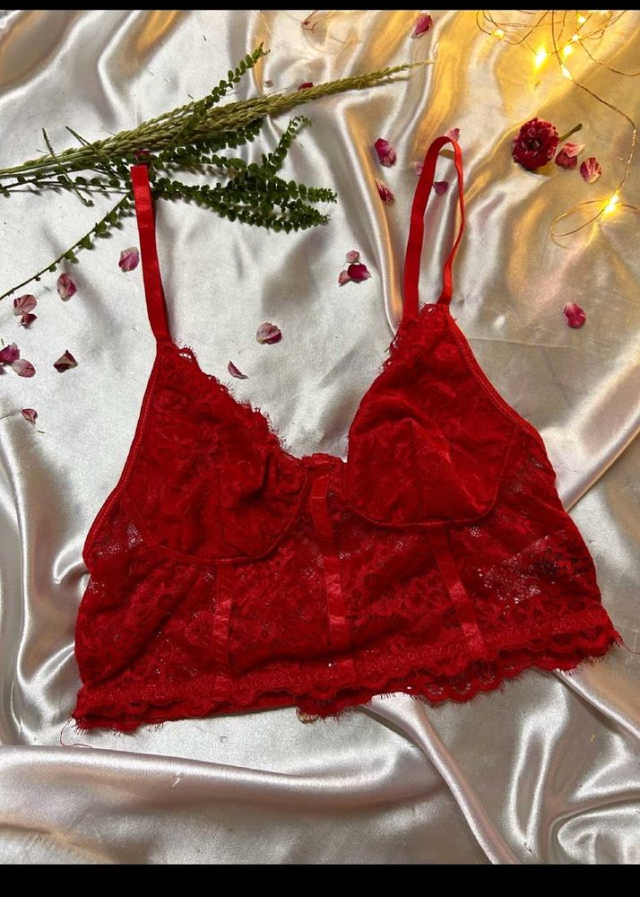 Red Mesh Corset Top