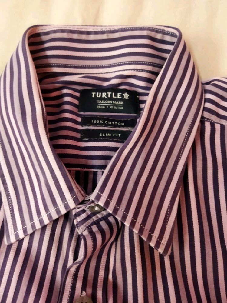 Turtle Tailors Mark Striped Slim Fit Shirt