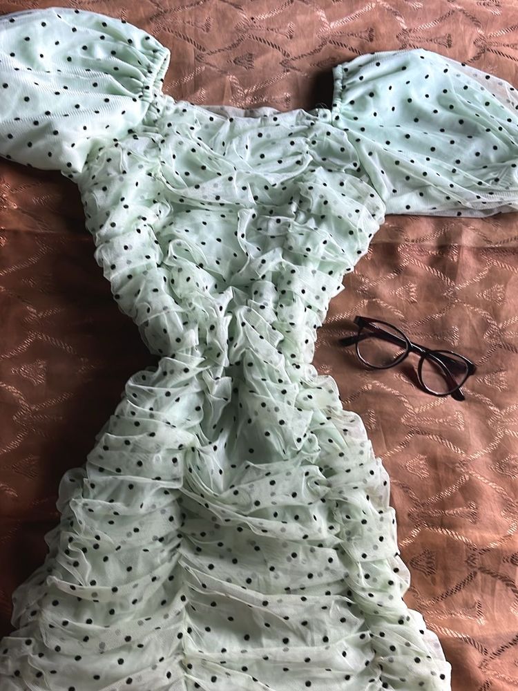 Mint Polka Dot Mini Dress