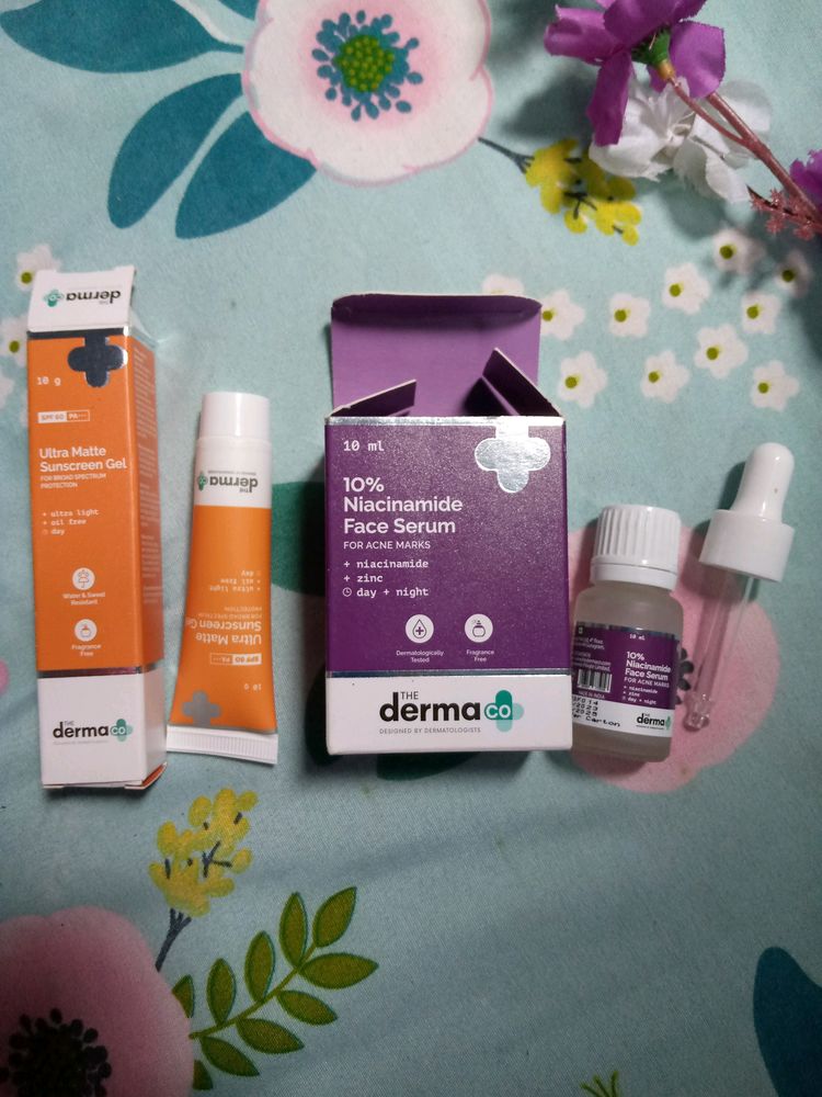 Combo Dermaco Ultra Matte Sunscreen &amp; Dermaco Niacinamide Face Serum For Acne + One Freebies