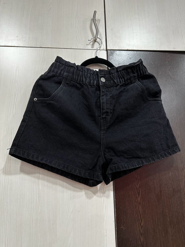 Black Denim Shorts
