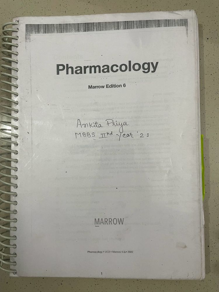 Marrow Notes Of Pharmacology Edition 6