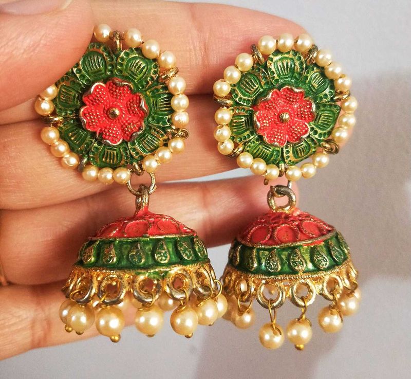 Radharani Pearl Jhumkas