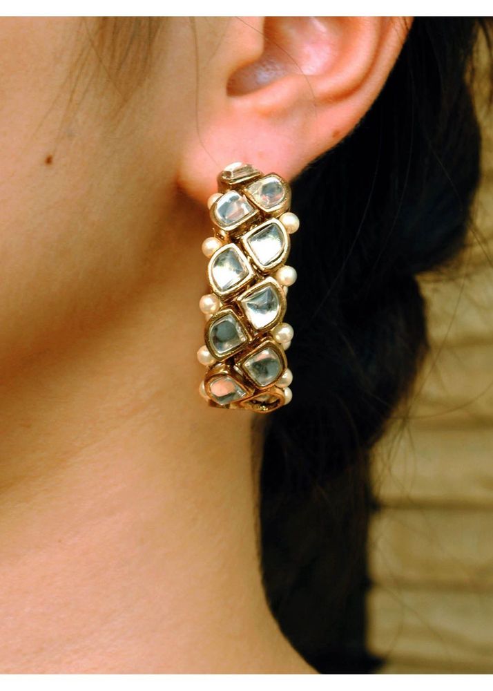 Kundan Statement Hoop Earrings N Mini Studs