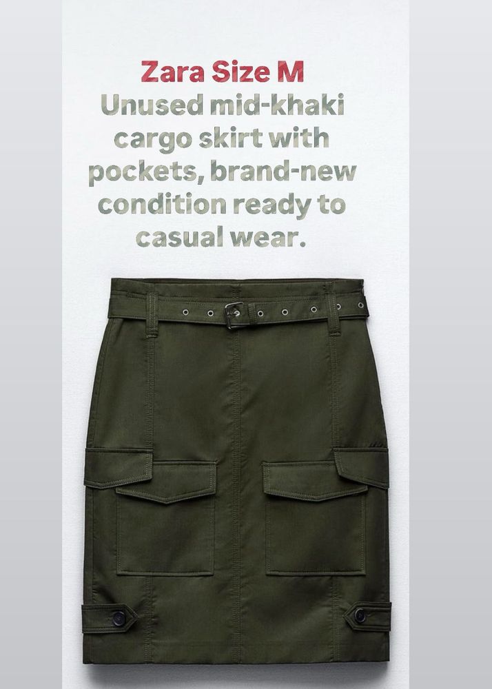 ZARA size M Khaki Cargo Skirt