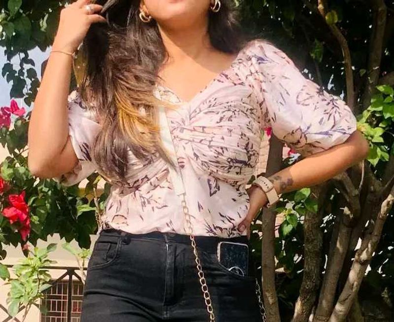 Pink Floral Print Top