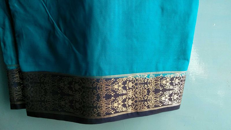 Firozi Saree with Blouse