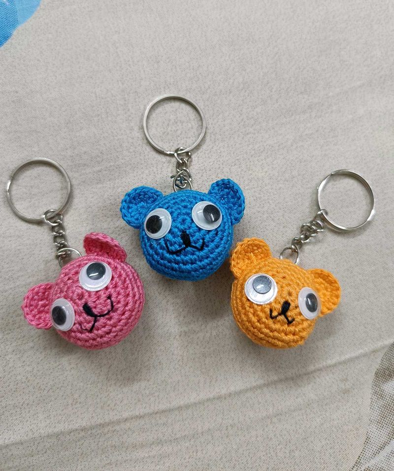 Set Of 3 Crochet Keyrings