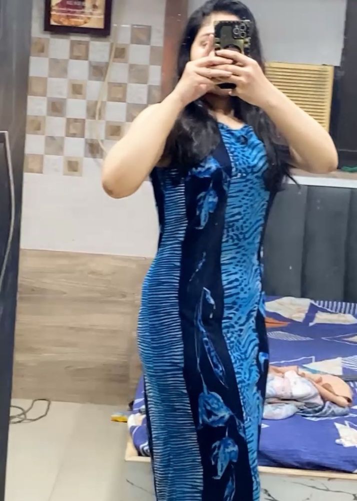 Blue Printed Maxi Dress