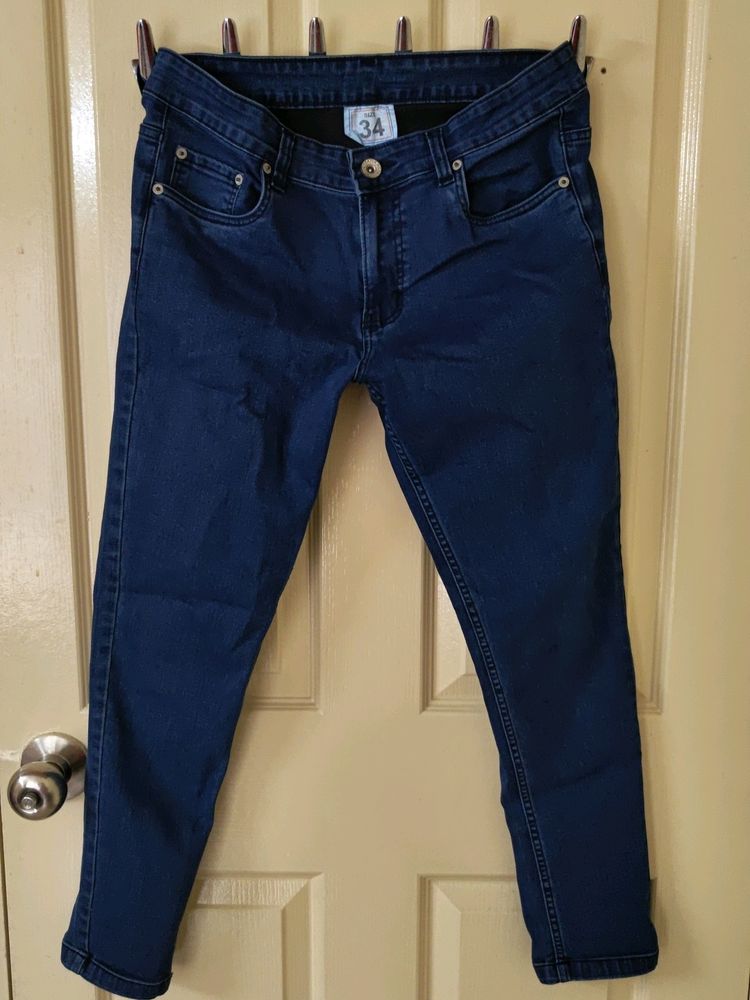 Dark Blue Mid-rise Jeans