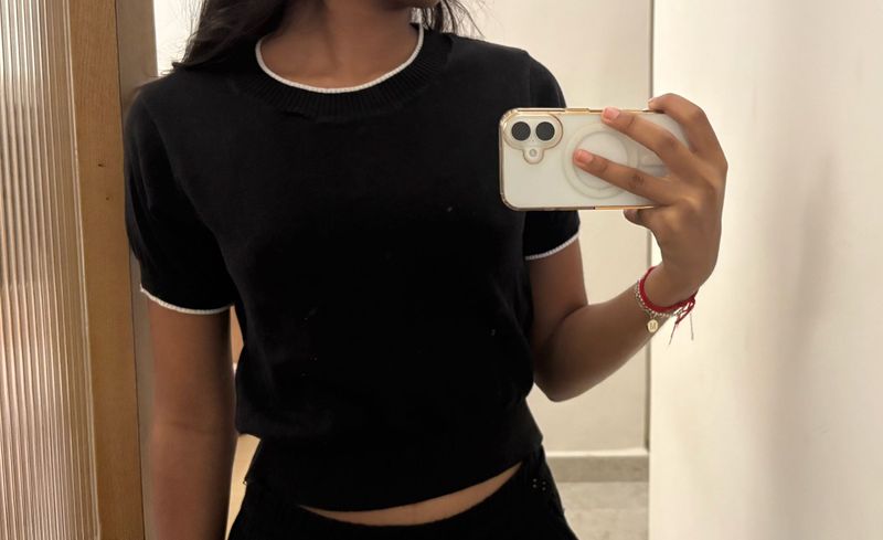 Black &amp; White Trim Top