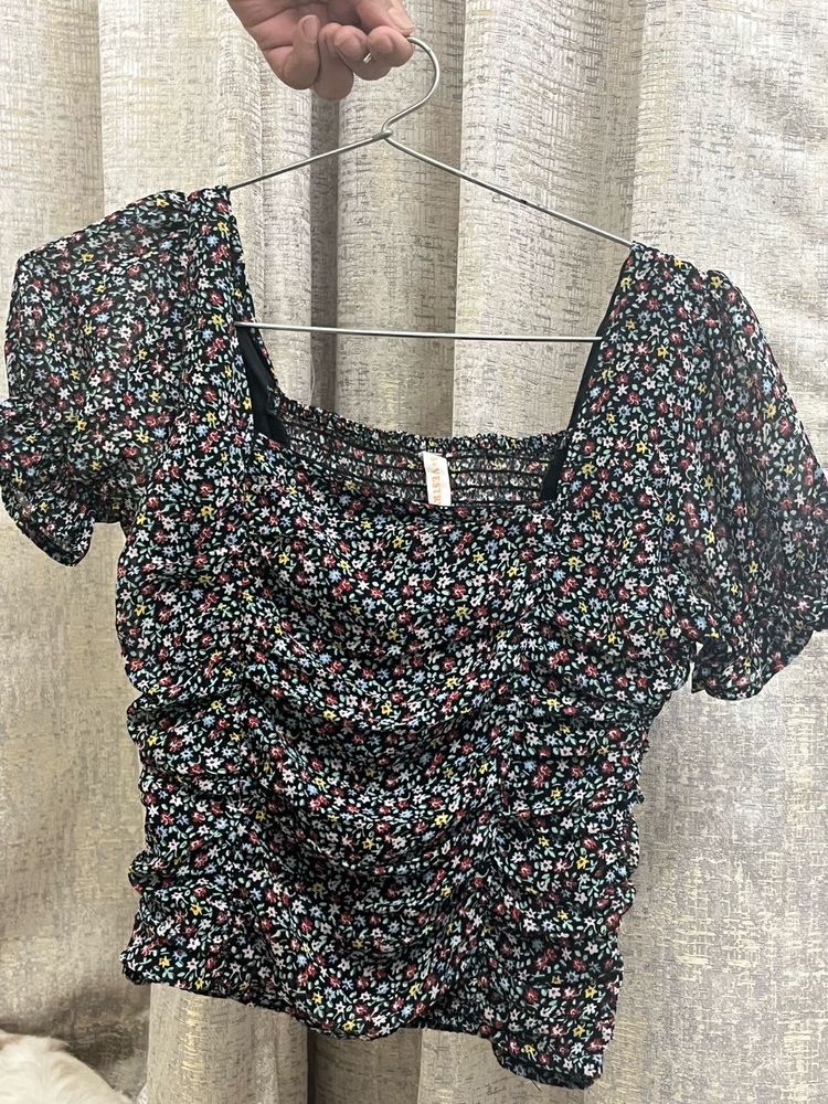 Floral Ruched Crop Top