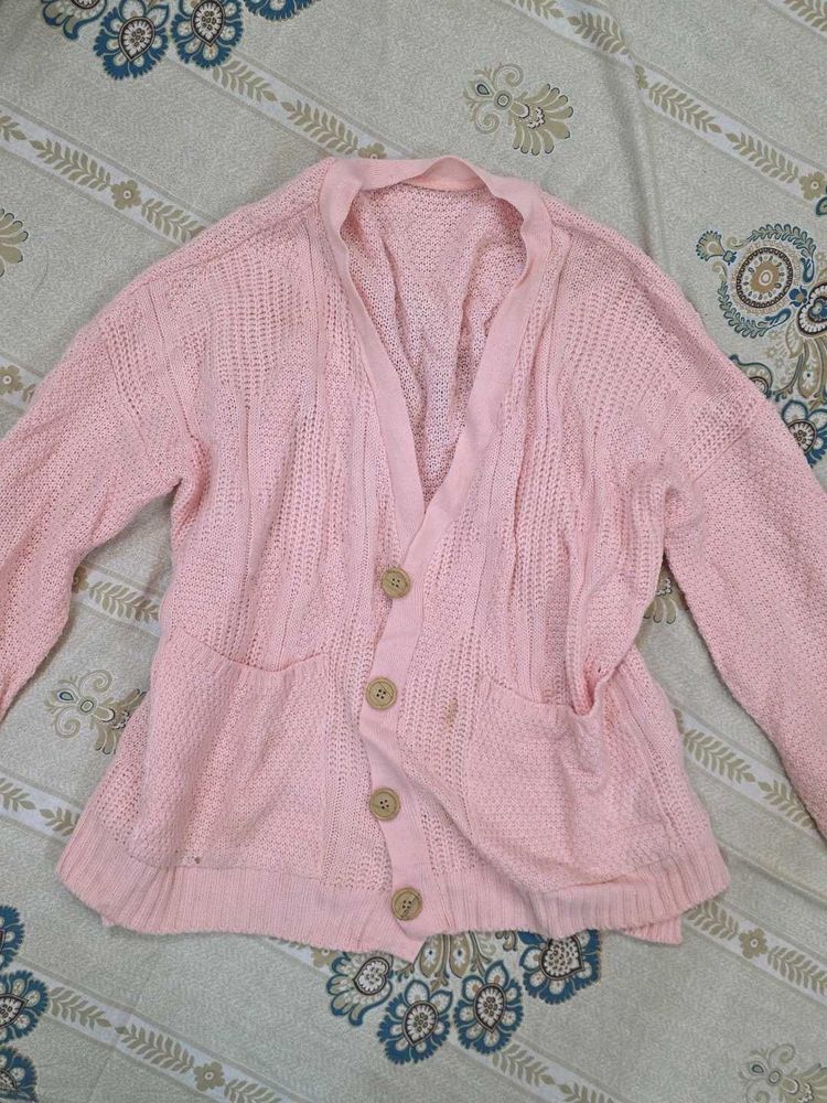 Pink Knit Cardigan