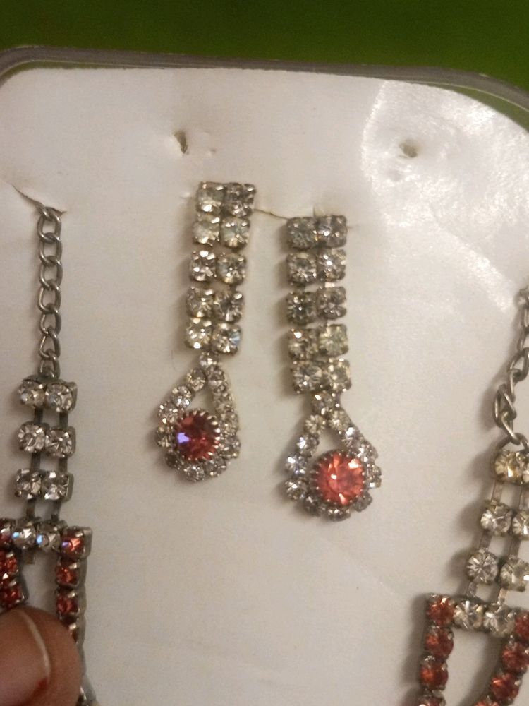 Pink And white Stone Necklace