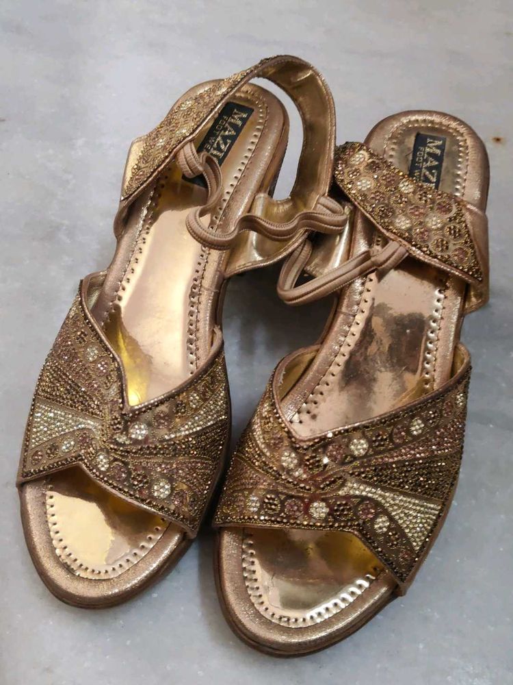 MAZI Gold Embellished Sandals