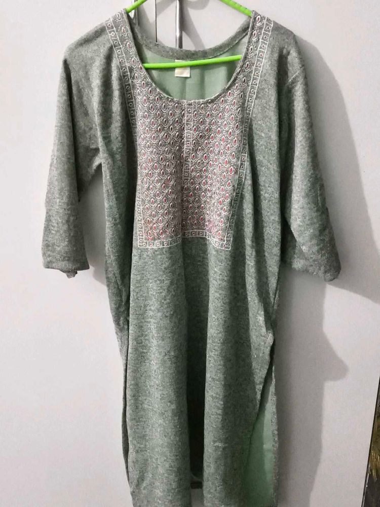 Stylish Green Embroidered Kurti