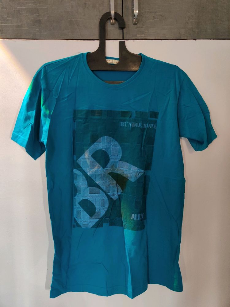 Bluish green Colour aesthetic T-shirt For Men