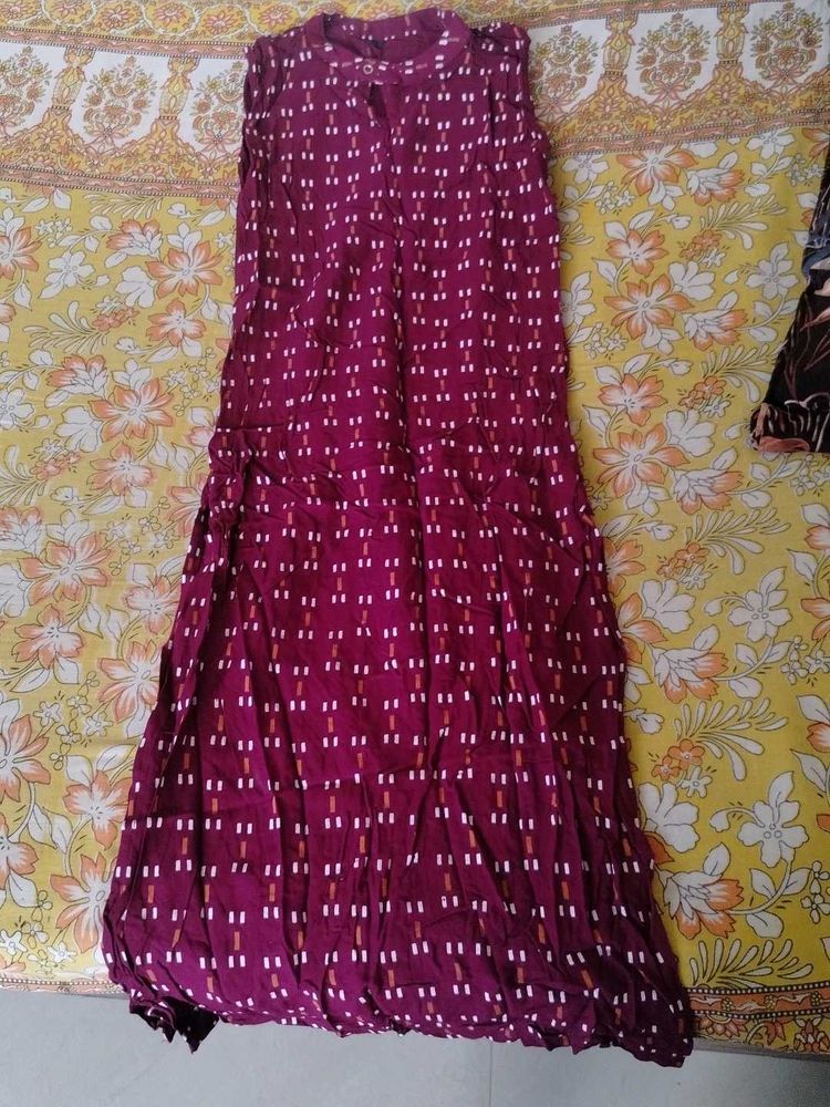 Stylish Maroon Printed Dress