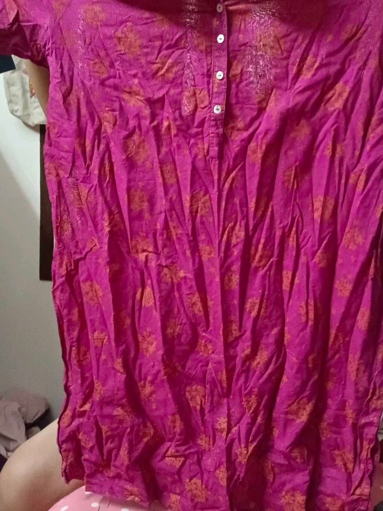 Pink Floral Print Kurta