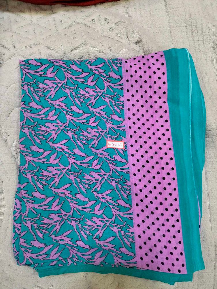 Blue Chiffon Saree