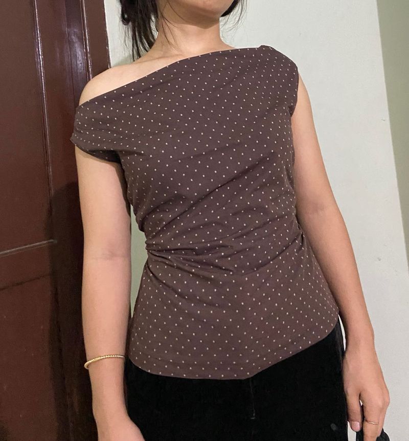 Brown Polka Dot Top