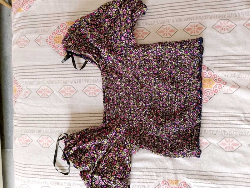Floral Print Top &amp; Tiara Combo