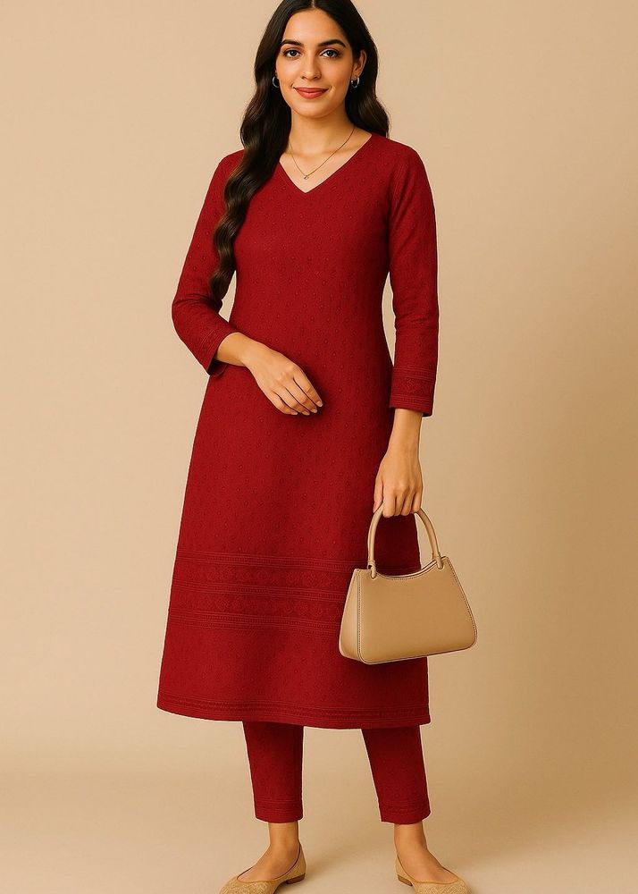 Elegant Red Embroidered Sequin Kurti