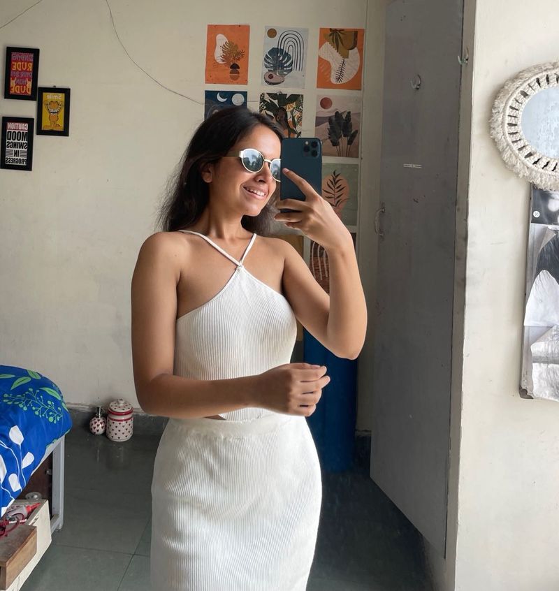 White Ribbed Halter Top &amp; Skirt Set