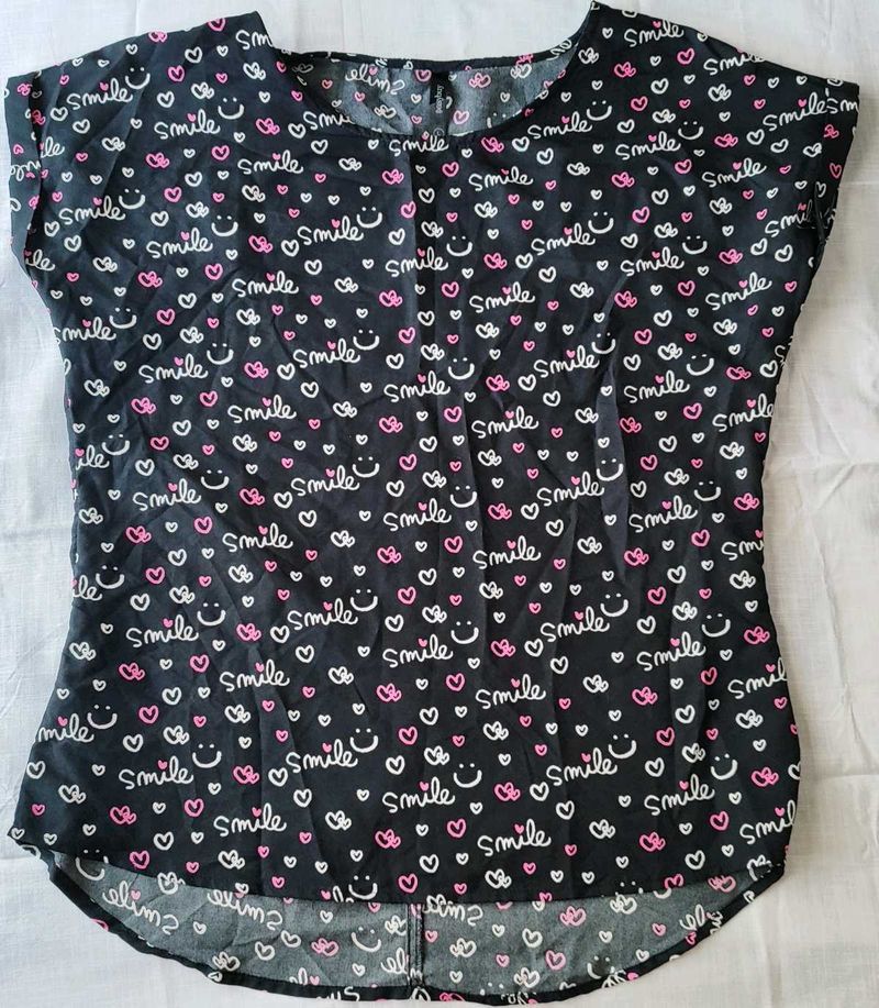 Smile &amp; Heart Print Top