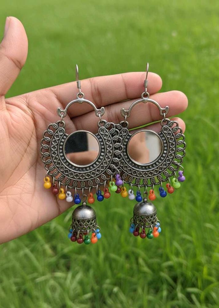 Mirror Jhumka Earrings