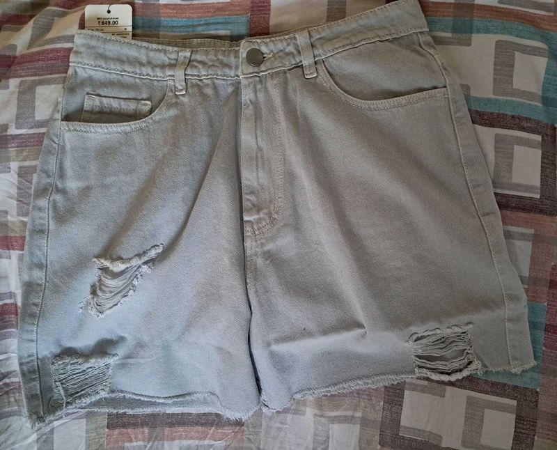 grey denim shorts